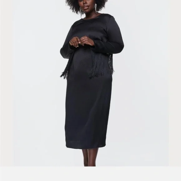 ✂️ H&M Black Long Sleeve Fringe Dress - Picture 8 of 11